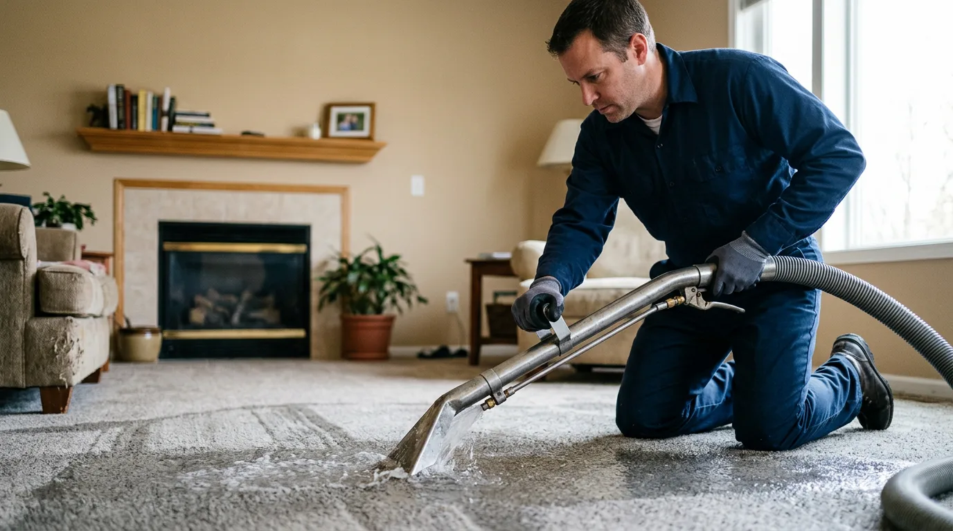 Water damage restoration technician working near Myra, WV
